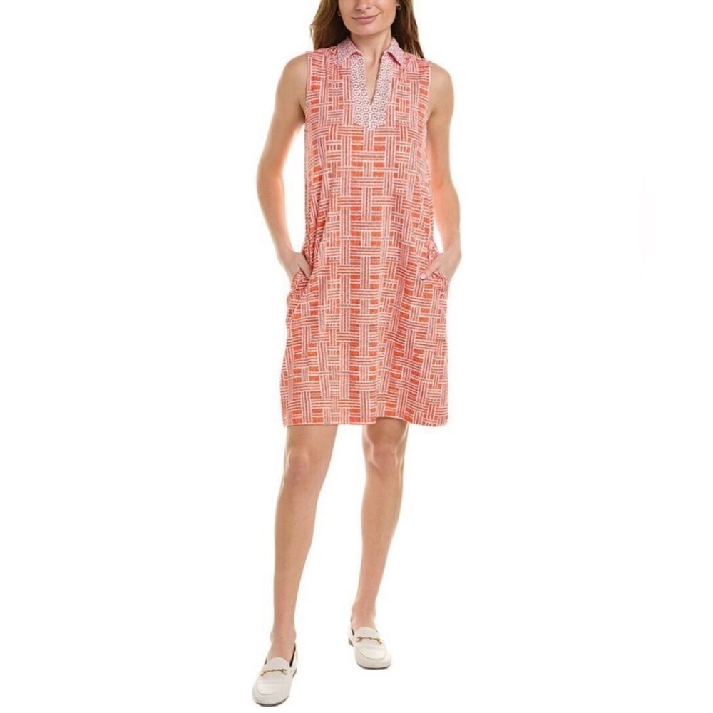 J. McLaughlin Joanna Catalina Cloth Shift Mini Dress Orange Coral Size Small